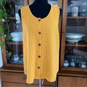 W5 Golden Yellow Button Front Knit Tank Top